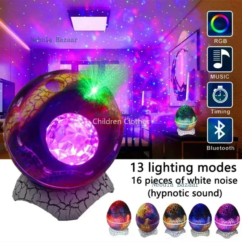 Led Dragon Egg Lamp Dinosaur Eggs Shell Galaxy Starry Projector Bluetooth-compatible Remote Control Night Lights Children Gift
